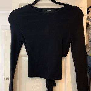 Black Long Sleeve Crop Top